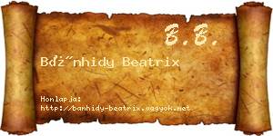 Bánhidy Beatrix névjegykártya